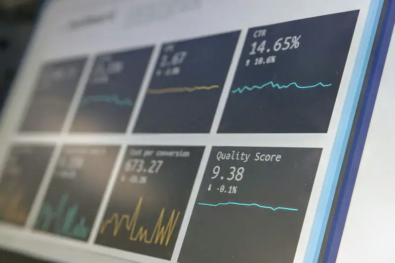 Pantalla con indicadores y gráficas de rendimiento de un sistema